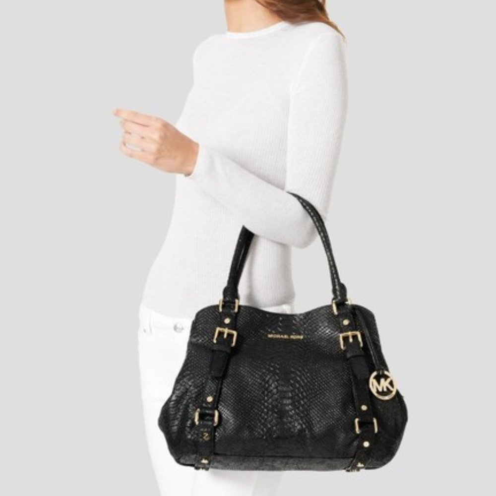 Michael Kors Bedford Large Python Embossed Black - image 2